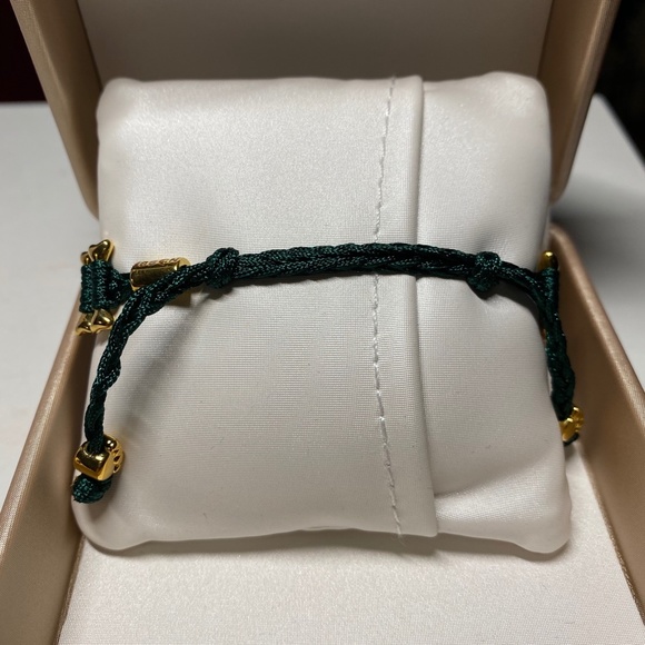 Heart U Back Gold Plated Green Bone Bracelet - Picture 4 of 5